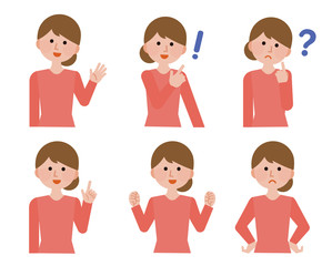 女性のポーズ　バリエーション　イラスト