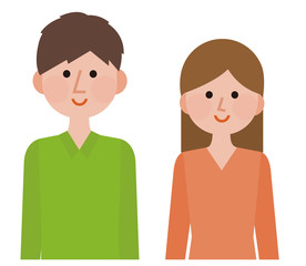 男女　上半身　シンプル　イラスト