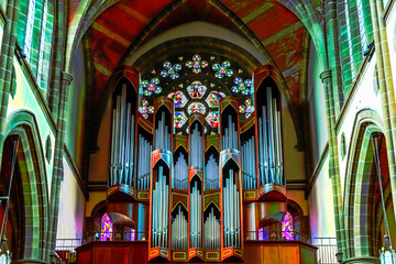 The interior of the beautiful historical building of Anglican Christ Church Cathedral in Victoria...