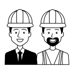 engineer and builder with helmets avatars characters