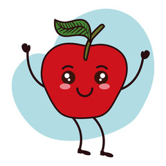 fresh apple fruit kawaii character
