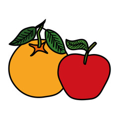 fresh orange and apple fruits nature