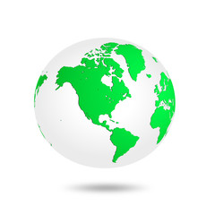 green globe on white background