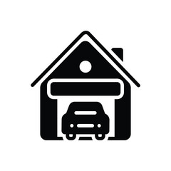 Black solid icon for garage 