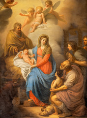 CATANIA, ITALY - APRIL 7, 2018: The painting of Nativity in church Chiesa di San Placido  by Stefano Tofanelli (1750 - 1812). - obrazy, fototapety, plakaty