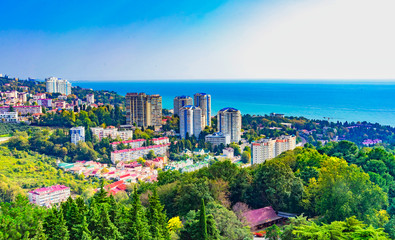 The urban landscape of a tropical resort city in the autumn time of year.