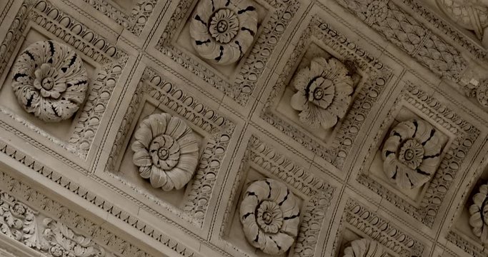 Ornaments of the Arc de Triomphe du Carrousel at the Park Jardin des Tuileries in Paris, France