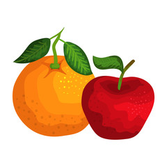 fresh orange and apple fruits nature