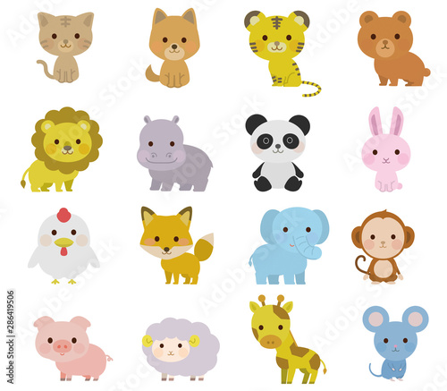 かわいい動物の全身 イラスト Wall Mural Wallpaper Murals こけ田