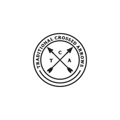 Traditional crossed arrows logo design vector template