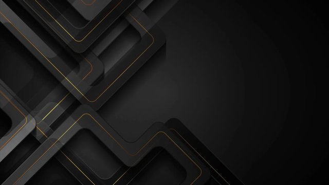 Black geometric motion background with abstract golden lines. Seamless looping. Video animation Ultra HD 4K 3840x2160