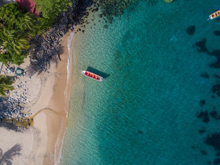 Views of Martinique beach and mountain from above, in the caribbean islands