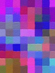 Abstract mosaic of pastel colored squares.