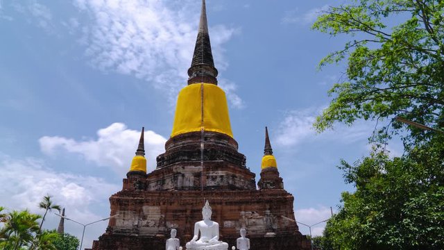 Wat Yai Chaimongkol Temple, at Phra Nakhon Si Ayutthaya, Thailand : 4K.Time lapse 