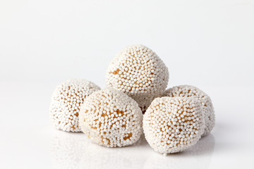 Rosokodom traditional Bengali sugar milk sweet desert on white background