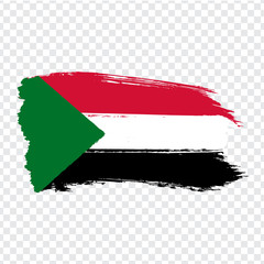 Flag Sudan from brush strokes. Flag Republic of Sudan on transparent background for your web site design, logo, app, UI. Stock vector.  EPS10.