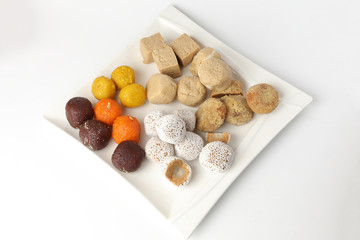 Traditional Bengali sweet sandesh rosokdom kalojam laddu Balushahi