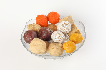 Traditional Bengali sweet sandesh rosokdom kalojam laddu Balushahi