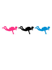 cartoon 3 freunde team crew fallschirmspringer silhouette absturz fliegen fallen tief boden diving springen schnell fallschirm comic clipart cool lustig luft design