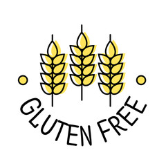 Gluten free product label icon with ears of wheat, template for food packaging, vector