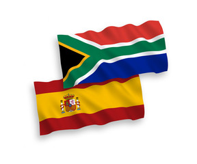 Flags of Republic of South Africa and Spain on a white background
