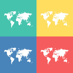set of different colorful world map illustration vector