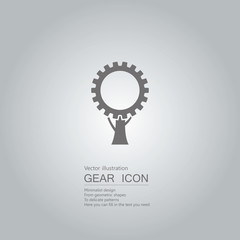 Vector drawn gear icon. The background is a gray gradient.	