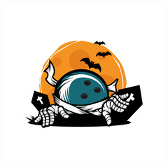 Bowling Halloween Theme Logo Vector
