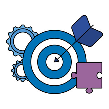 target arrow success with gears and puzzle