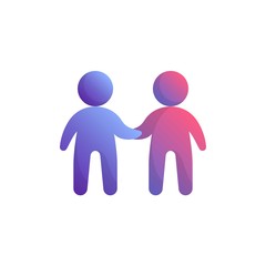 Two people handshake flat icon, Contract, deal vector sign, Teamwork colorful pictogram isolated on white. Symbol, logo illustration. Flat style design