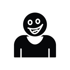 Black solid icon for happy 
