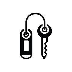 Black solid icon for room key 