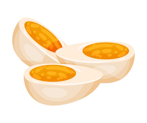 Halved boiled eggs. Vector illustration on a white background.