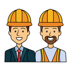 engineer and builder with helmets avatars characters