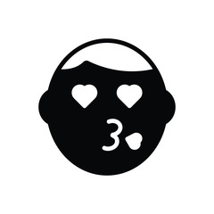 Black solid icon for kiss face