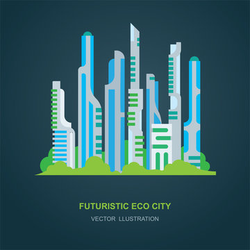 Future city. Futuristic technology city vector illustration.