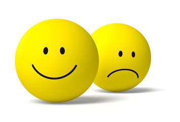Happy and unhappy 3D emoji friends