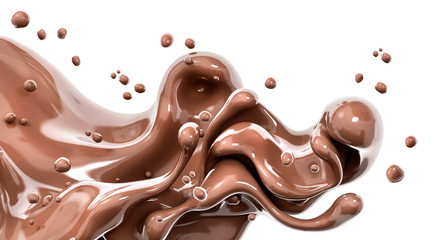 Splash of chocolate abstract background 3d rendering