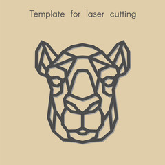   Template animal for laser cutting. Abstract geometric camel for cut. Stencil for decorative panel of wood, metal, paper. Vector illustration.