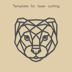   Template animal for laser cutting. Abstract geometric ferret for cut. Stencil for decorative panel of wood, metal, paper. Vector illustration.