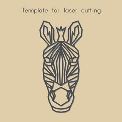   Template animal for laser cutting. Abstract geometric zebra for cut. Stencil for decorative panel of wood, metal, paper. Vector illustration.