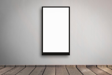 Digital Media Blank white mock up of advertising light box billboard at wall background room with...