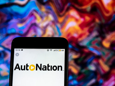 Kiev, Ukraine, December 17, 2018, illustrative editorial. AutoNation Company logo seen displayed on smart phone