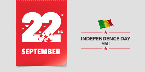 Mali independence day greeting card, banner, vector illustration.