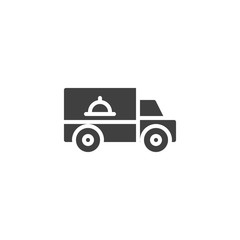 Food delivery truck vector icon. filled flat sign for mobile concept and web design. Express food delivery glyph icon. Symbol, logo illustration. Vector graphics