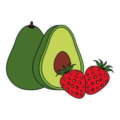 fresh strawberry fruit and avocado vegetale