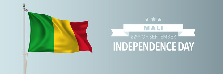 Mali happy independence day greeting card, banner vector illustration