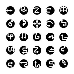 arrow icons in circle buttons set