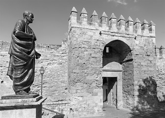 Cordoba - The statue of philosopher Lucius Annaeus Seneca the Younger by Amadeo Ruiz Olmos (1913 -...