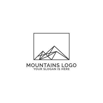 Geometric mono line mountains logo